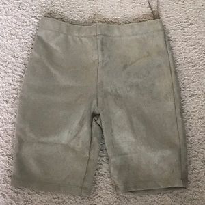 Faux suede biker shorts